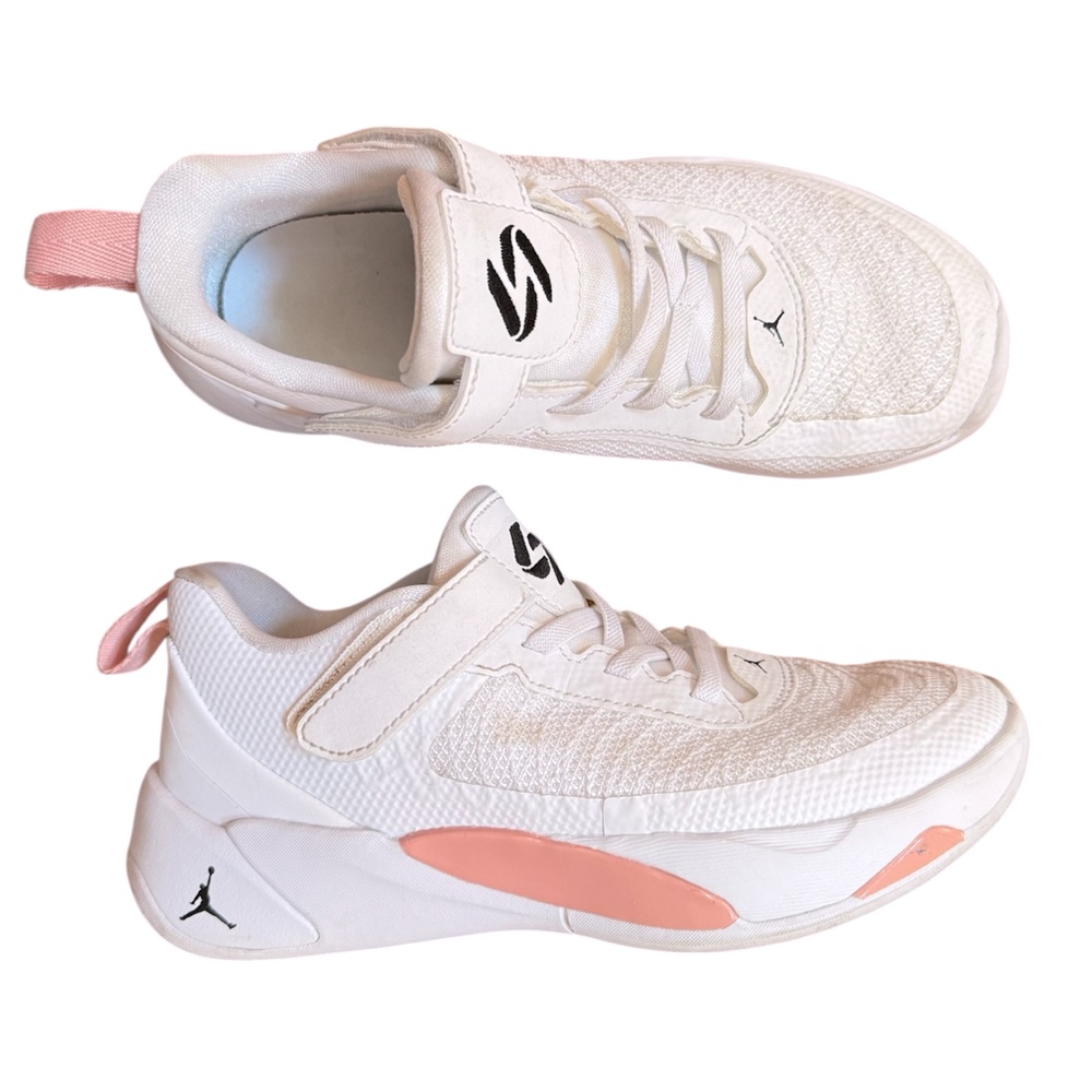 Jordan Kids White and Pink Sneakers